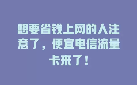 想要省钱上网的人注意了，便宜电信流量卡来了！