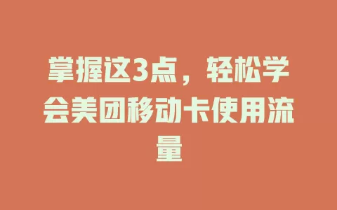 掌握这3点，轻松学会美团移动卡使用流量