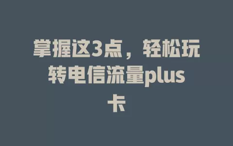 掌握这3点，轻松玩转电信流量plus卡
