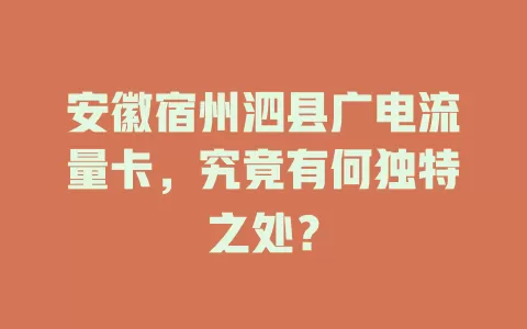 安徽宿州泗县广电流量卡，究竟有何独特之处？