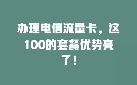办理电信流量卡，这100的套餐优势亮了！