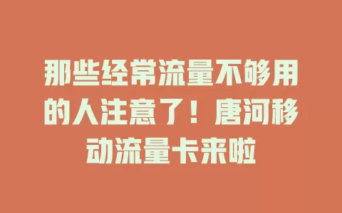 那些经常流量不够用的人注意了！唐河移动流量卡来啦