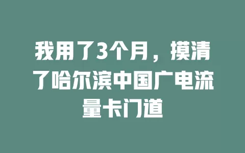 我用了3个月，摸清了哈尔滨中国广电流量卡门道