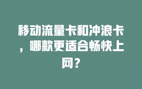 移动流量卡和冲浪卡，哪款更适合畅快上网？