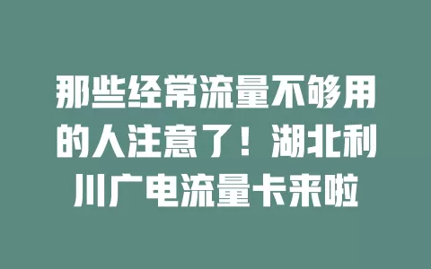那些经常流量不够用的人注意了！湖北利川广电流量卡来啦