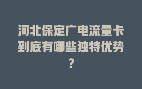 河北保定广电流量卡到底有哪些独特优势？