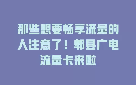 那些想要畅享流量的人注意了！郫县广电流量卡来啦