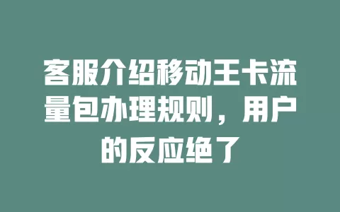 客服介绍移动王卡流量包办理规则，用户的反应绝了