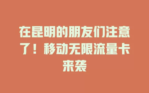 在昆明的朋友们注意了！移动无限流量卡来袭