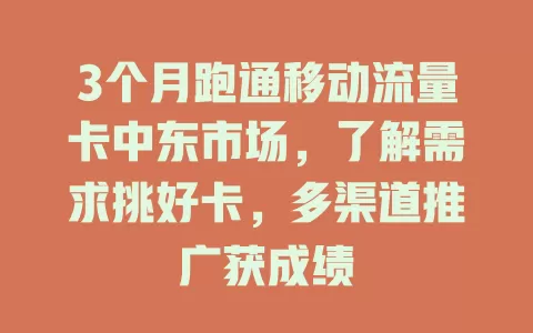 3个月跑通移动流量卡中东市场，了解需求挑好卡，多渠道推广获成绩