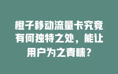 橙子移动流量卡究竟有何独特之处，能让用户为之青睐？