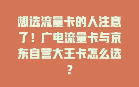 想选流量卡的人注意了！广电流量卡与京东自营大王卡怎么选？