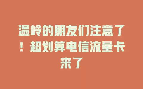 温岭的朋友们注意了！超划算电信流量卡来了