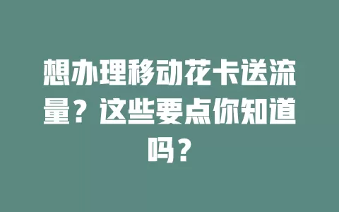 想办理移动花卡送流量？这些要点你知道吗？