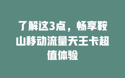 了解这3点，畅享鞍山移动流量天王卡超值体验