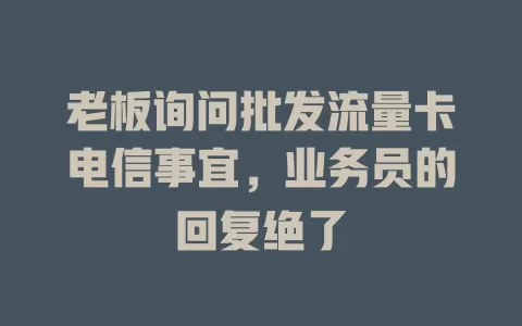 老板询问批发流量卡电信事宜，业务员的回复绝了
