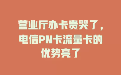 营业厅办卡贵哭了，电信PN卡流量卡的优势亮了