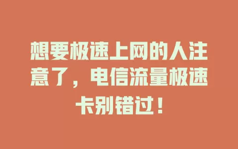 想要极速上网的人注意了，电信流量极速卡别错过！
