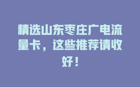 精选山东枣庄广电流量卡，这些推荐请收好！
