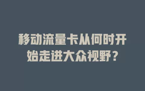 移动流量卡从何时开始走进大众视野？