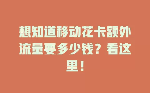 想知道移动花卡额外流量要多少钱？看这里！