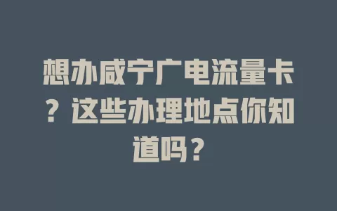 想办咸宁广电流量卡？这些办理地点你知道吗？