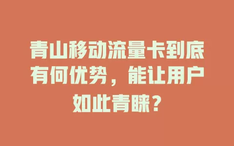 青山移动流量卡到底有何优势，能让用户如此青睐？