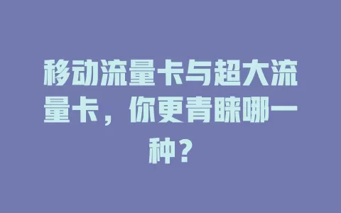移动流量卡与超大流量卡，你更青睐哪一种？
