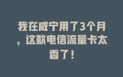 我在咸宁用了3个月，这款电信流量卡太香了！