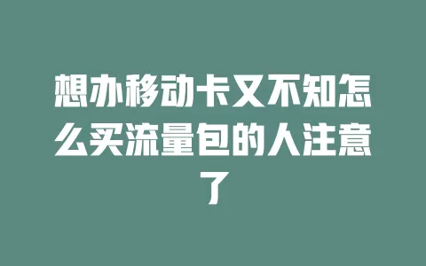 想办移动卡又不知怎么买流量包的人注意了