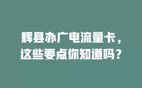 辉县办广电流量卡，这些要点你知道吗？