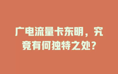 广电流量卡东明，究竟有何独特之处？