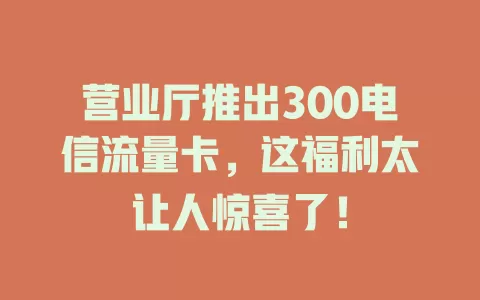营业厅推出300电信流量卡，这福利太让人惊喜了！