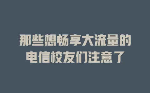 那些想畅享大流量的电信校友们注意了