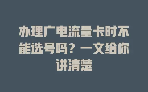 办理广电流量卡时不能选号吗？一文给你讲清楚