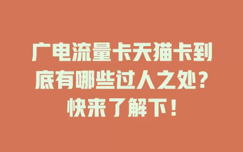 广电流量卡天猫卡到底有哪些过人之处？快来了解下！
