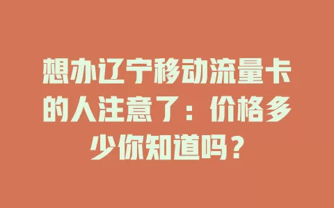 想办辽宁移动流量卡的人注意了：价格多少你知道吗？
