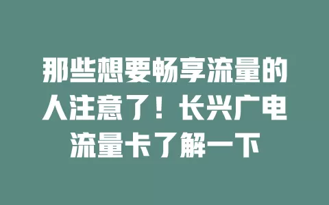 那些想要畅享流量的人注意了！长兴广电流量卡了解一下