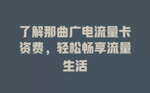 了解那曲广电流量卡资费，轻松畅享流量生活