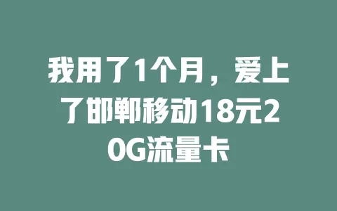 我用了1个月，爱上了邯郸移动18元20G流量卡