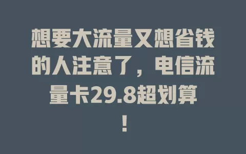 想要大流量又想省钱的人注意了，电信流量卡29.8超划算！