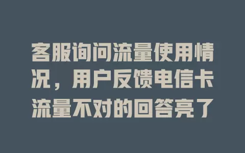 客服询问流量使用情况，用户反馈电信卡流量不对的回答亮了