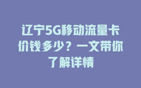 辽宁5G移动流量卡价钱多少？一文带你了解详情