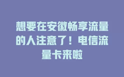 想要在安徽畅享流量的人注意了！电信流量卡来啦
