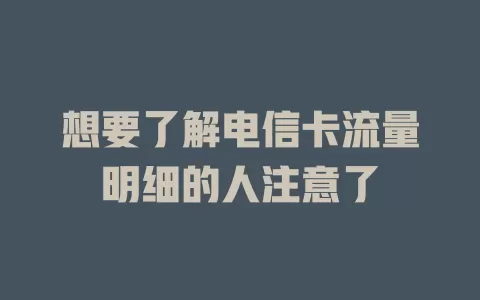 想要了解电信卡流量明细的人注意了