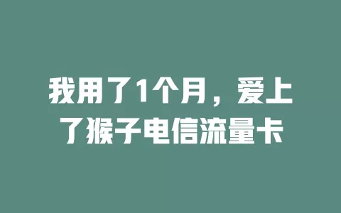 我用了1个月，爱上了猴子电信流量卡