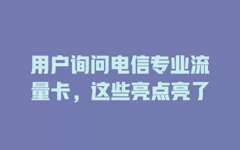 用户询问电信专业流量卡，这些亮点亮了