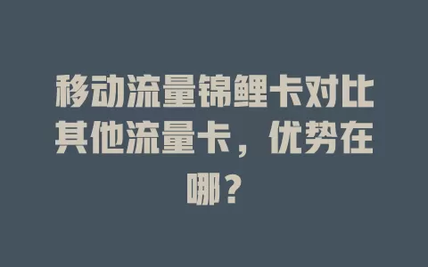 移动流量锦鲤卡对比其他流量卡，优势在哪？