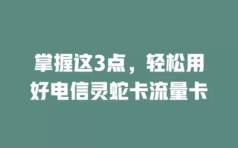 掌握这3点，轻松用好电信灵蛇卡流量卡