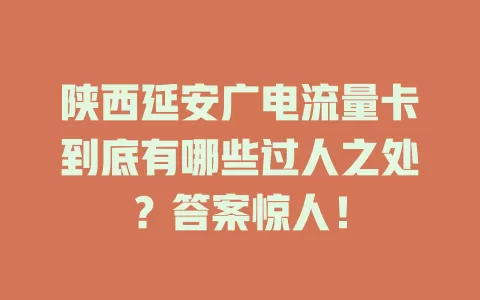 陕西延安广电流量卡到底有哪些过人之处？答案惊人！